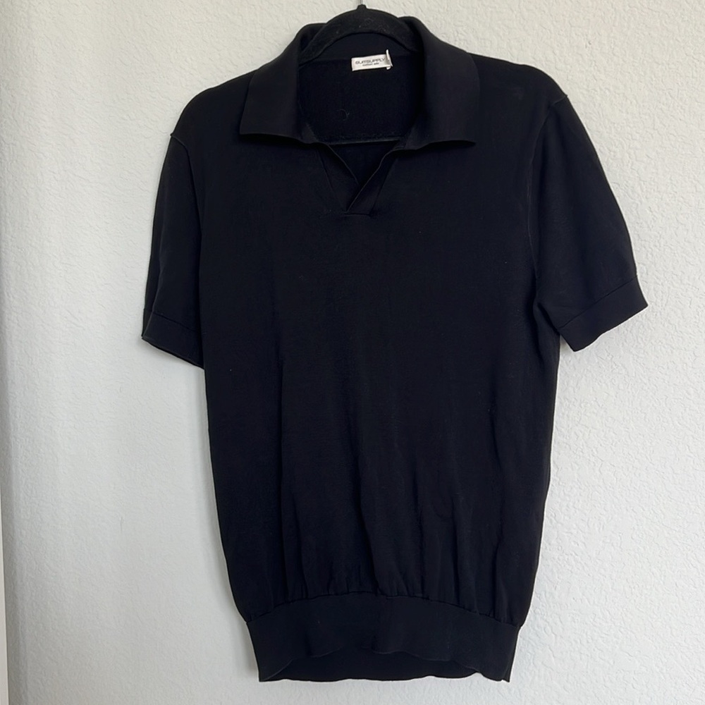 SuitSupply Black Mens Cotton Silk Sweater